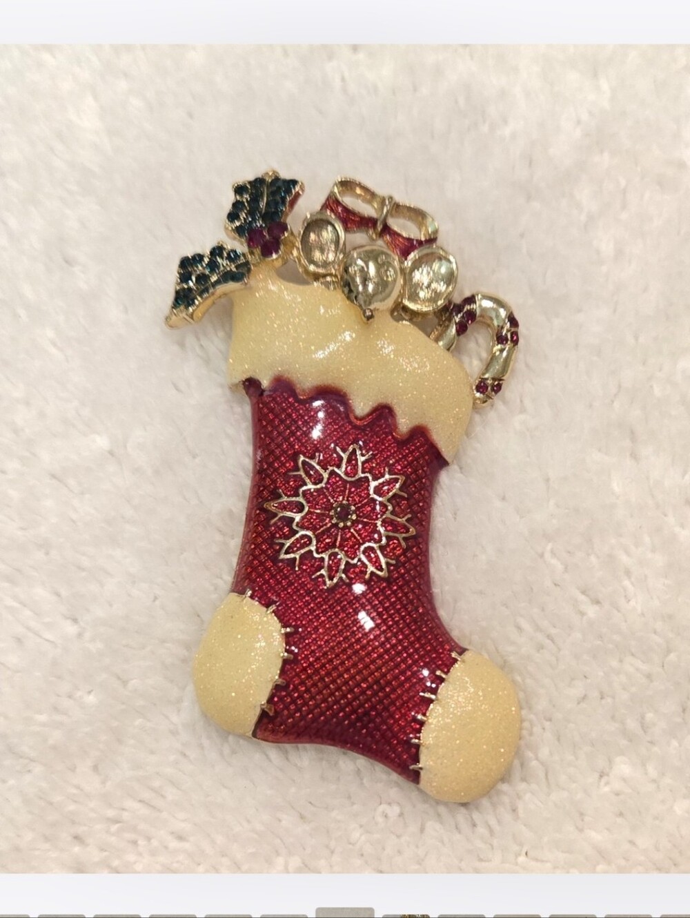 LIZ CLAIBORNE CHRISTMAS STOCKING WITH ADORABLE LITTLE MOUSE, ENAMELED EUC